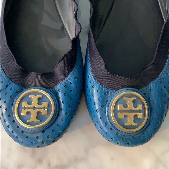 Tory Burch blue ballerina flat slip on shoe 8 - Picture 2 of 10